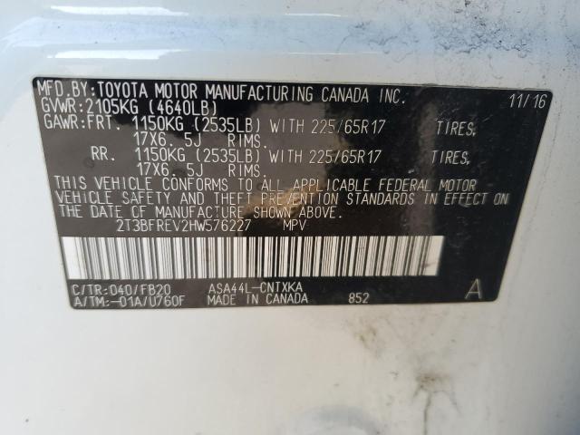 2017 Toyota Rav4 Le VIN: 2T3BFREV2HW576227 Lot: 41499854
