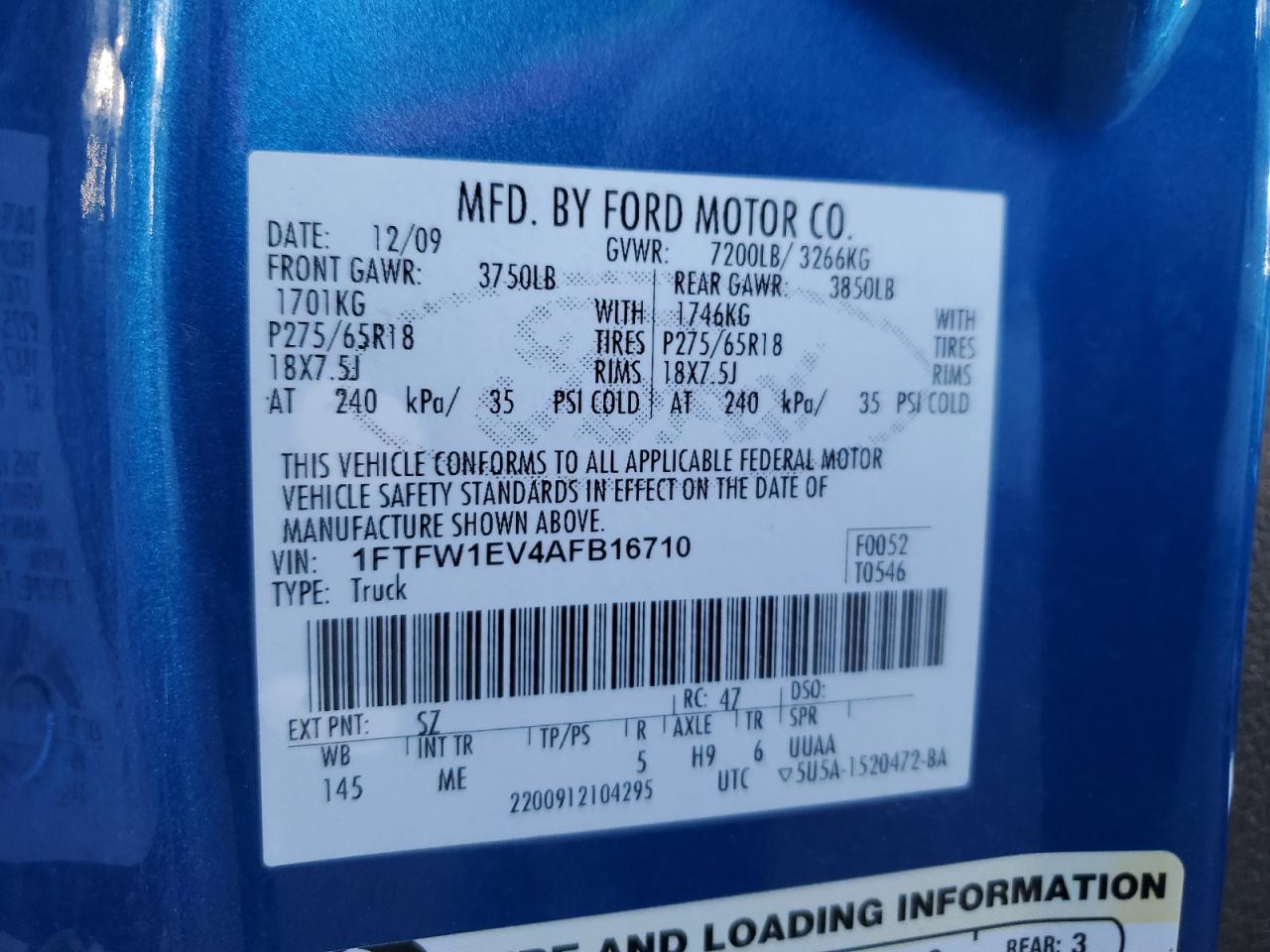 1FTFW1EV4AFB16710 2010 Ford F150 Supercrew