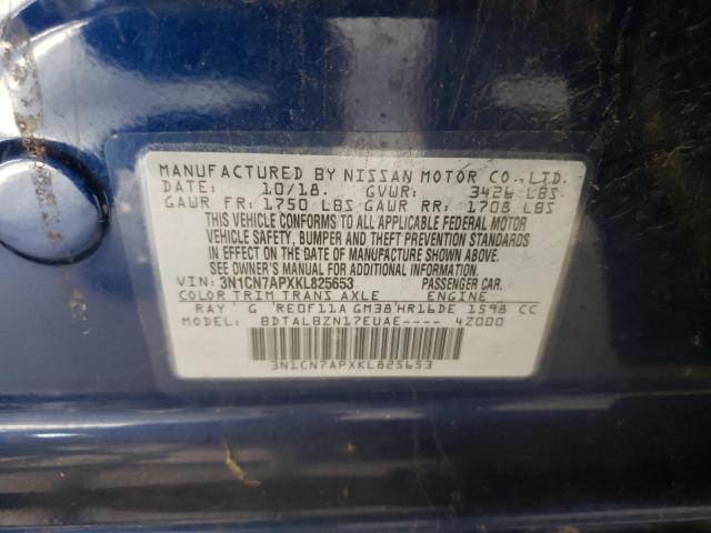 2019 NISSAN VERSA S 3N1CN7APXKL825653