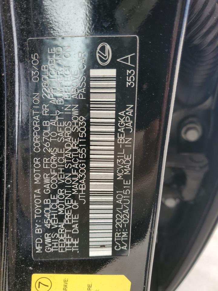 JTHBA30G155115039 2005 Lexus Es 330