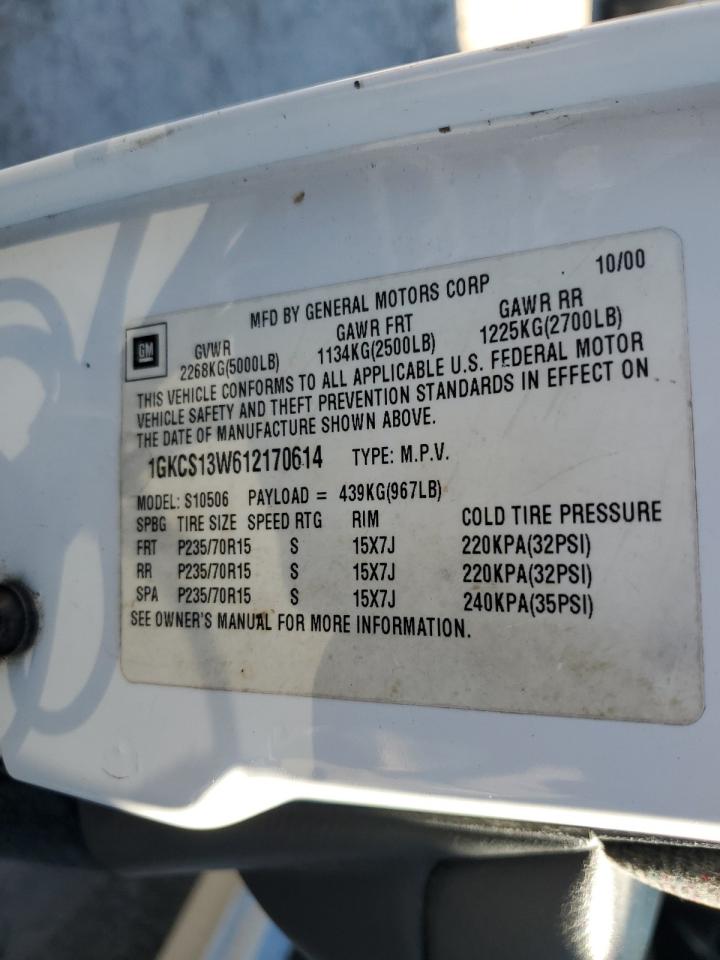 1GKCS13W612170614 2001 GMC Jimmy