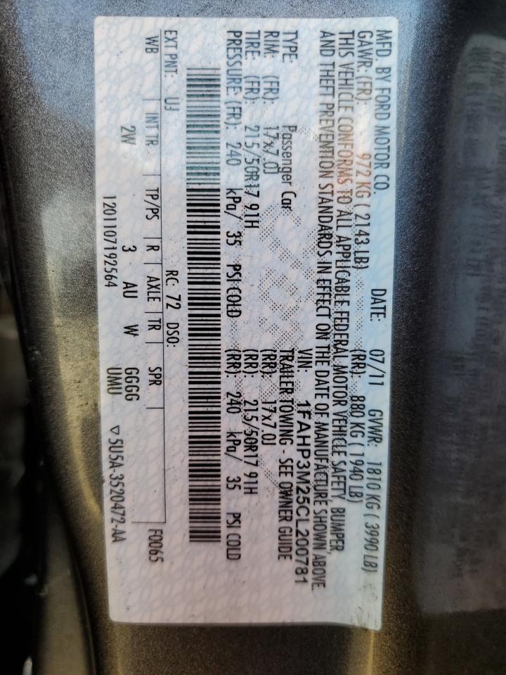 1fahp3m25cl200781 1FAHP3M25CL200781 2012 Ford Focus Sel
