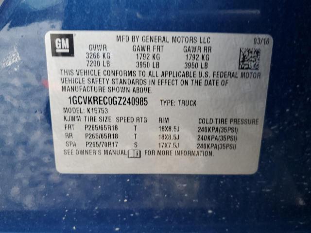 2016 CHEVROLET SILVRDO LT 1GCVKREC0GZ240985