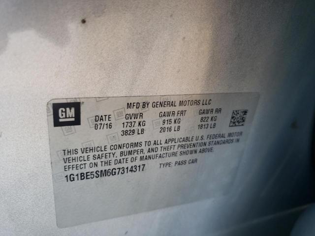 2016 CHEVROLET CRUZE LT 1G1BE5SM6G7314317