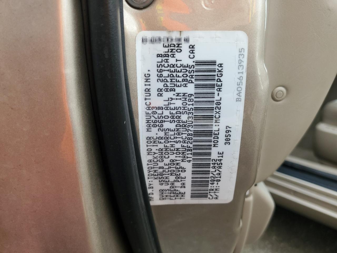 4T1BF28B73U335189 2003 Toyota Avalon Xl