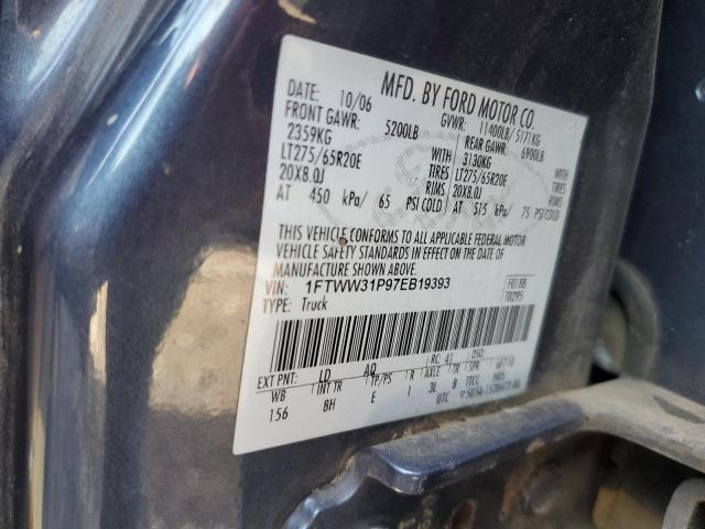 2007 Ford F350 Srw Super Duty VIN: 1FTWW31P97EB19393 Lot: 40822964