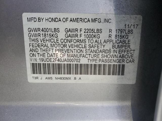 2018 ACURA ILX SPECIA 19UDE2F40JA000702