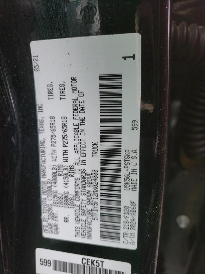 VIN: 5TFDY5F12MX024000 2021 TOYOTA TUNDRA