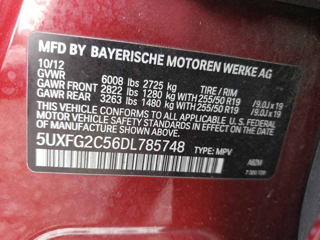 5UXFG2C56DL785748 2013 BMW X6 xDrive35I