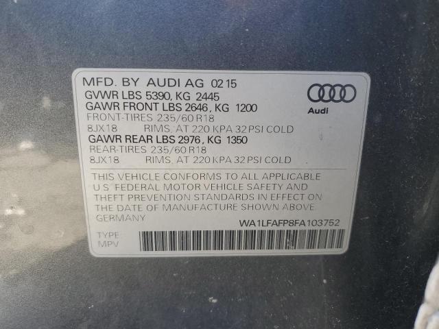 2015 AUDI Q5 PREMIUM WA1LFAFP8FA103752