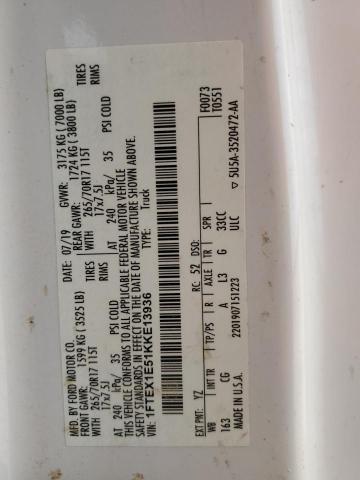 2019 FORD F150 SUPER 1FTEX1E51KKE13936