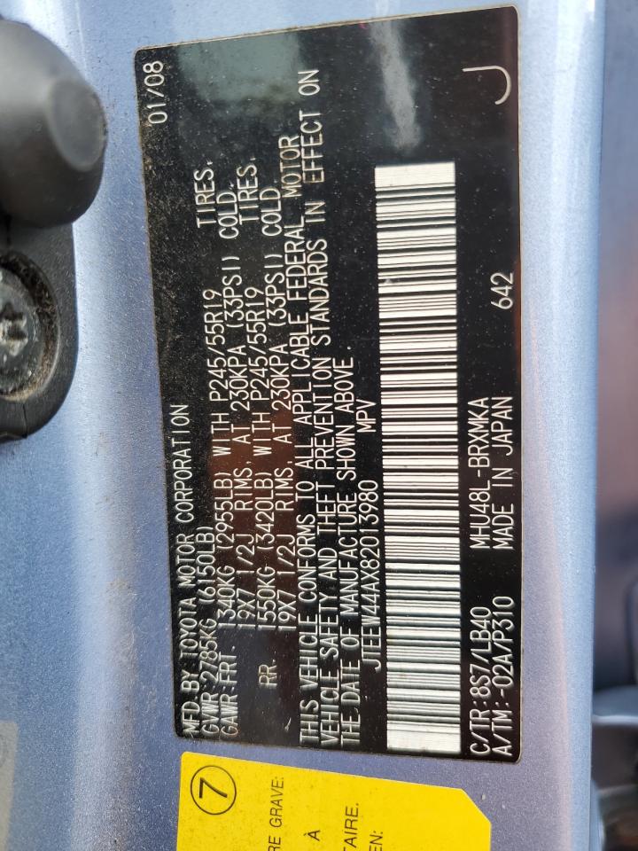 JTEEW44AX82013980 2008 Toyota Highlander Hybrid Limited