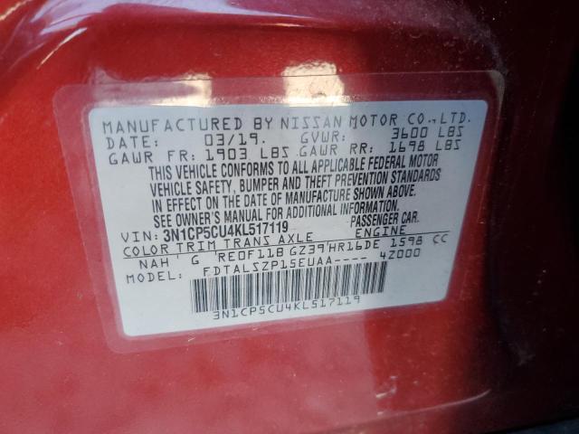 2019 Nissan Kicks S VIN: 3N1CP5CU4KL517119 Lot: 43443994