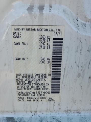 2021 NISSAN ALTIMA SV 1N4BL4DV7MN357400