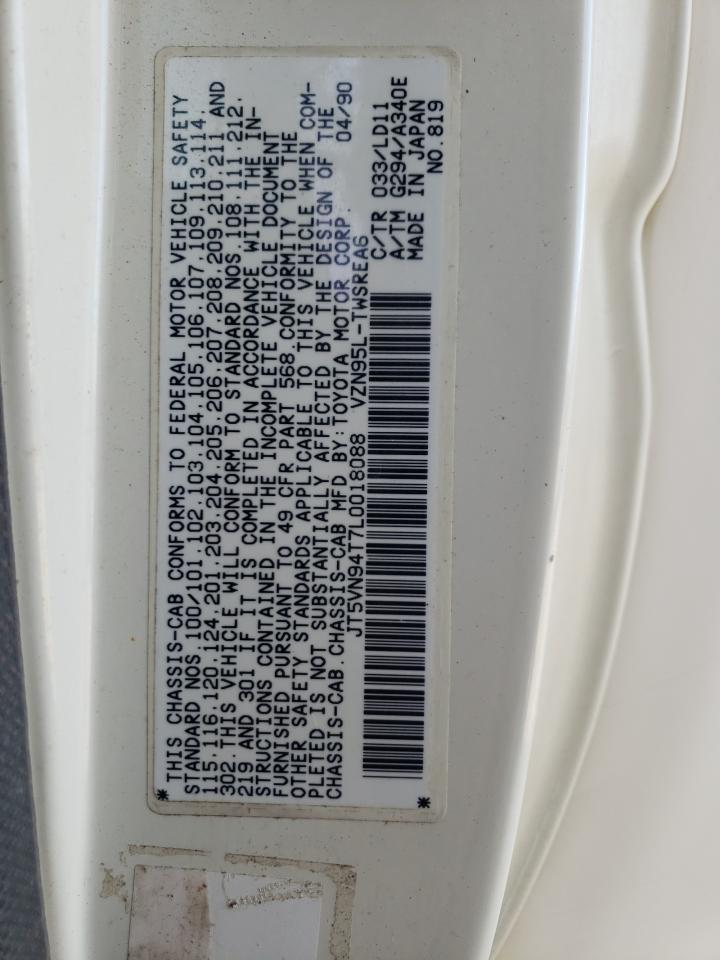 JT5VN94T7L0018088 1990 Toyota Pickup Cab Chassis Super Long Wheelbase