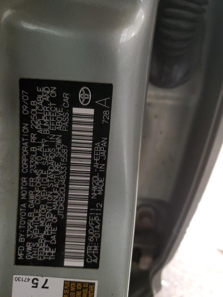 JTDKB20U483315587 2008 Toyota Prius
