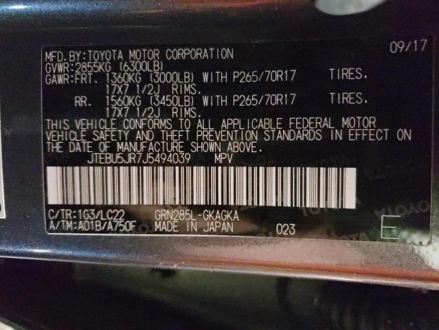 2018 TOYOTA 4RUNNER SR - JTEBU5JR7J5494039