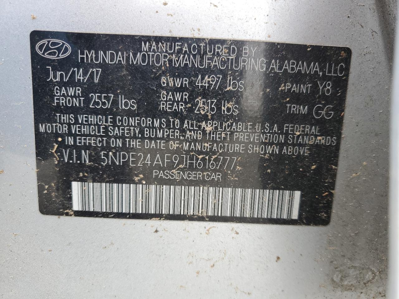 5NPE24AF9JH616777 2018 Hyundai Sonata Se