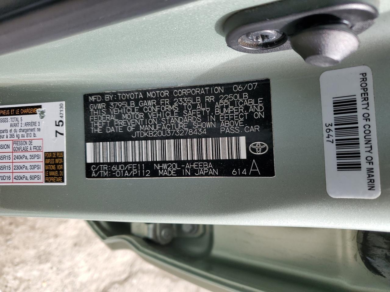 JTDKB20U373278434 2007 Toyota Prius