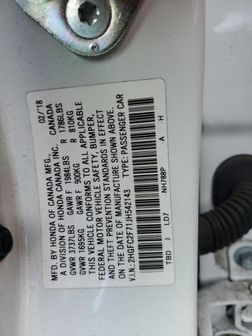 2018 HONDA CIVIC EX 2HGFC2F71JH542143