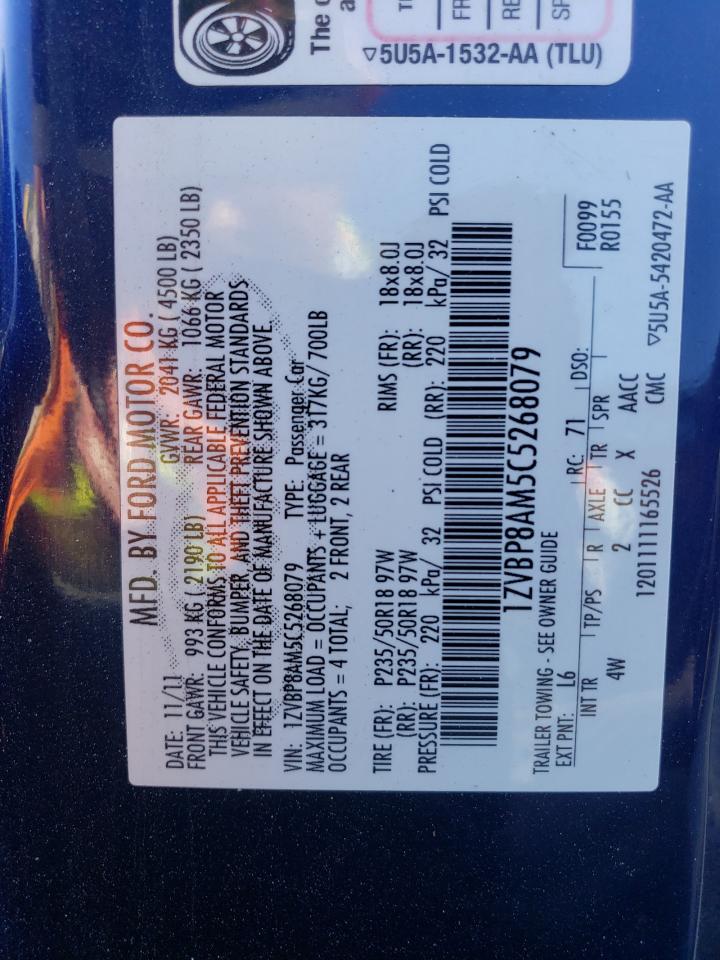 1ZVBP8AM5C5268079 2012 Ford Mustang