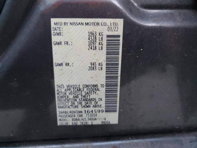 2022 NISSAN ALTIMA SV 1N4BL4DV1NN364599