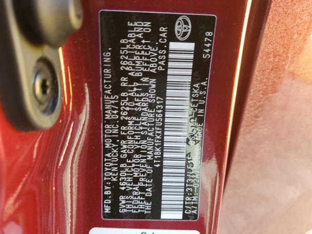 2015 TOYOTA CAMRY XSE 4T1BK1FKXFU564317