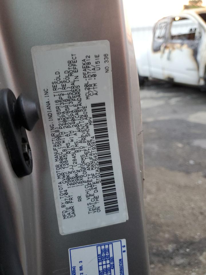 5TDZA23C64S193974 2004 Toyota Sienna Ce