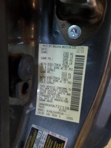 2016 NISSAN FRONTIER S 1N6AD0CW3GN727538