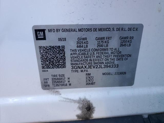 2018 CHEVROLET EQUINOX LT 3GNAXJEV2JL394333