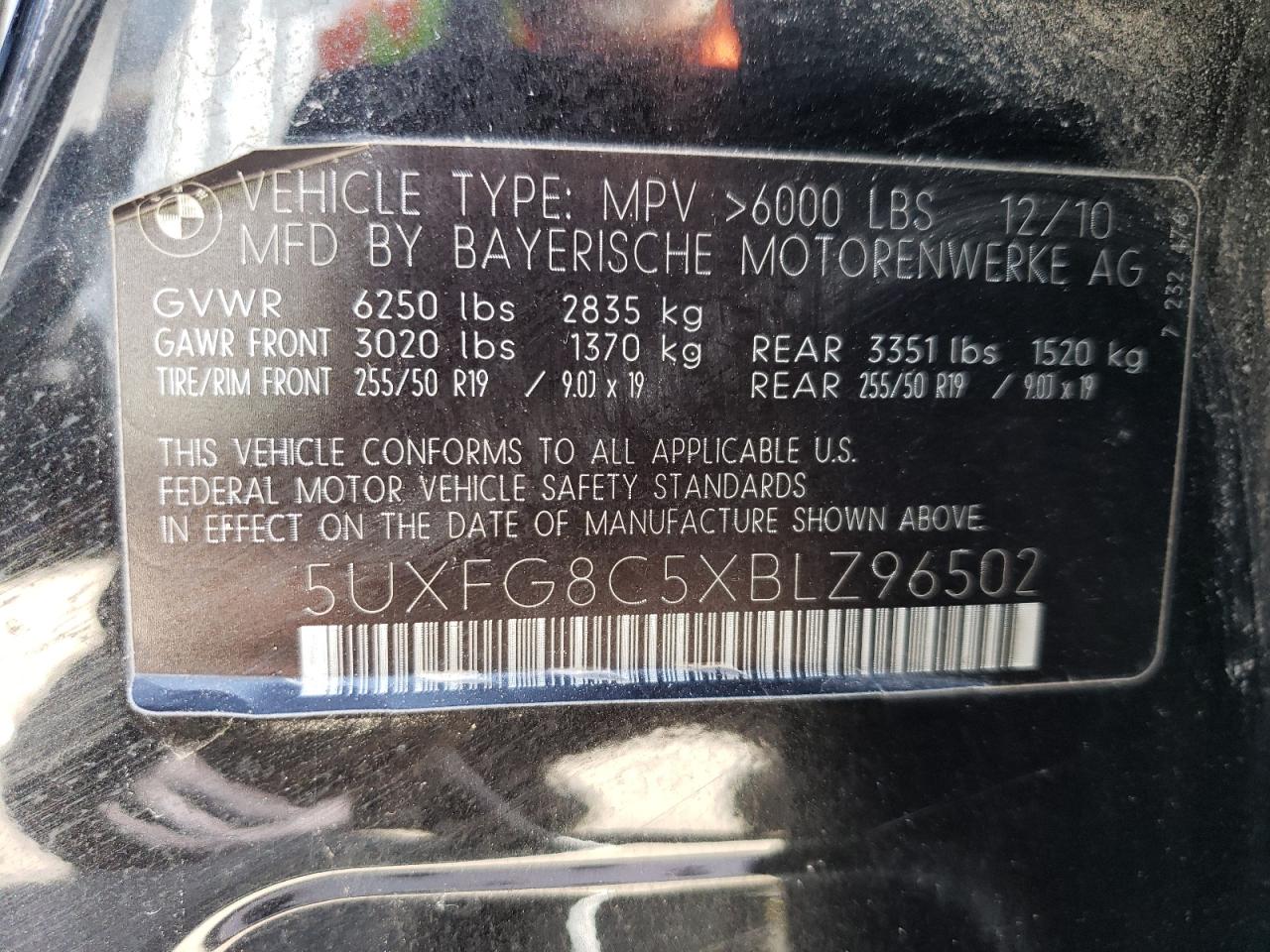 5uxfg8c5xblz96502 5UXFG8C5XBLZ96502 2011 BMW X6 xDrive50I