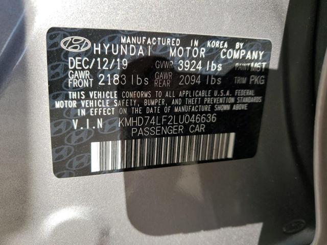 2020 HYUNDAI ELANTRA SE KMHD74LF2LU046636