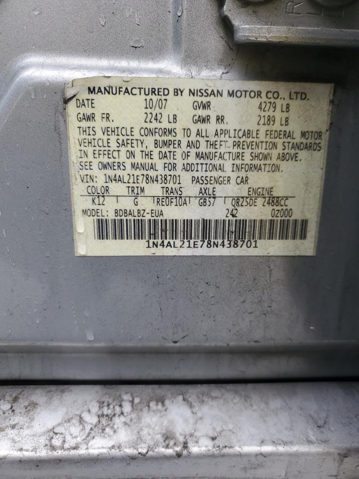 1N4AL21E78N438701 2008 Nissan Altima 2.5