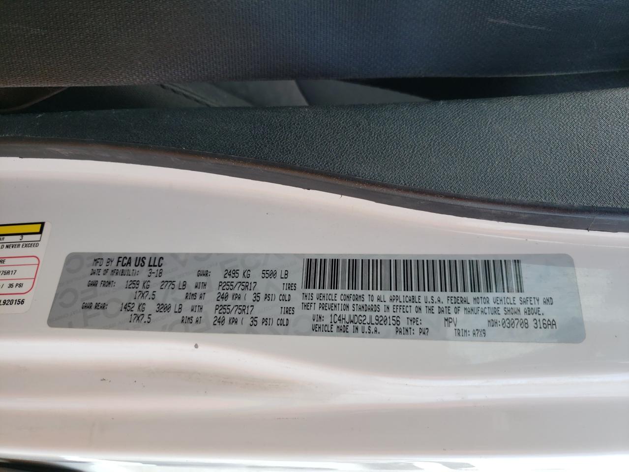 1C4HJWDG2JL920156 2018 Jeep Wrangler Unlimited Sport