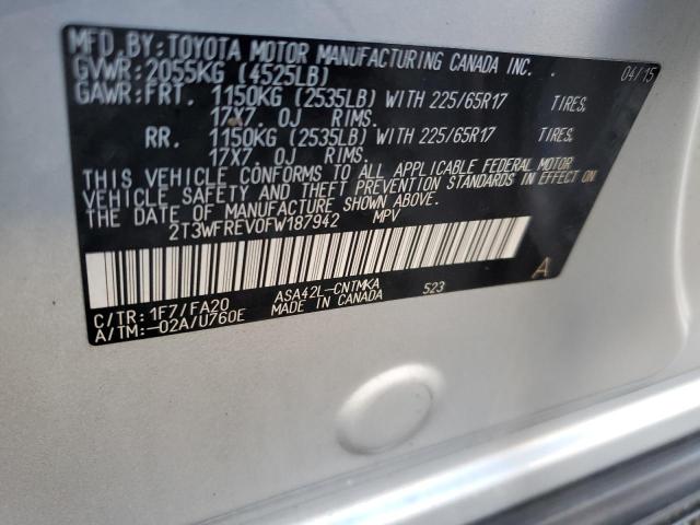 2015 TOYOTA RAV4 XLE 2T3WFREV0FW187942