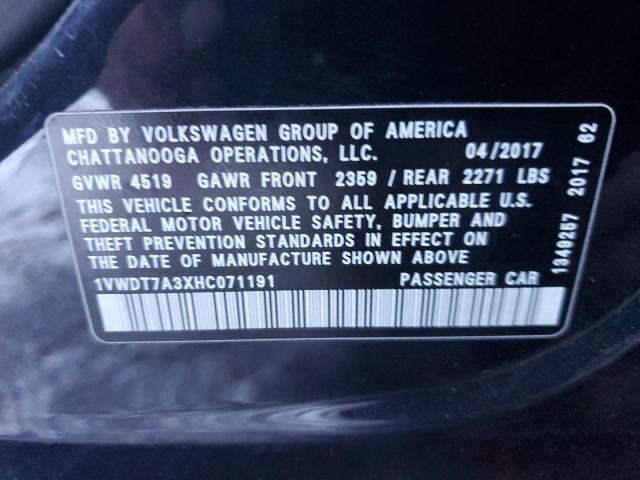 2017 VOLKSWAGEN PASSAT R-L 1VWDT7A3XHC071191