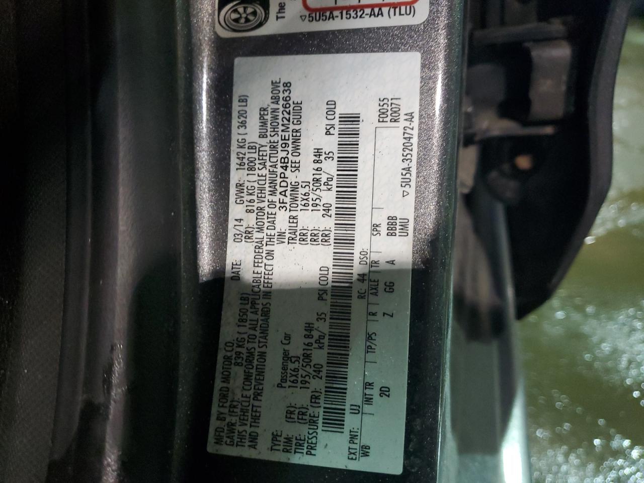 3fadp4bj9em226638 3FADP4BJ9EM226638 2014 Ford Fiesta Se