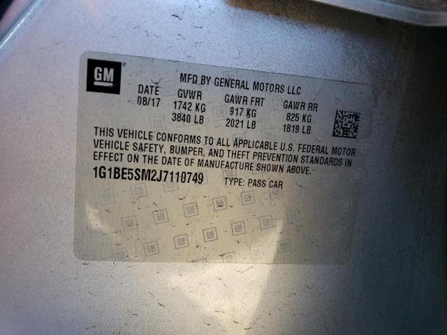 2018 CHEVROLET CRUZE LT - 1G1BE5SM2J7110749