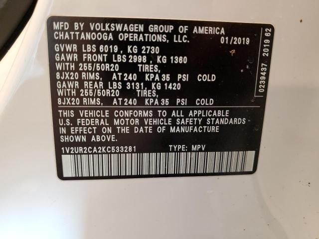 1V2UR2CA2KC533281 2019 VOLKSWAGEN ATLAS - Image 14