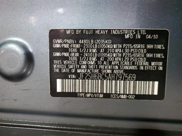 2010 Subaru Forester Xs VIN: JF2SH6BC5AH797569 Lot: 44187624