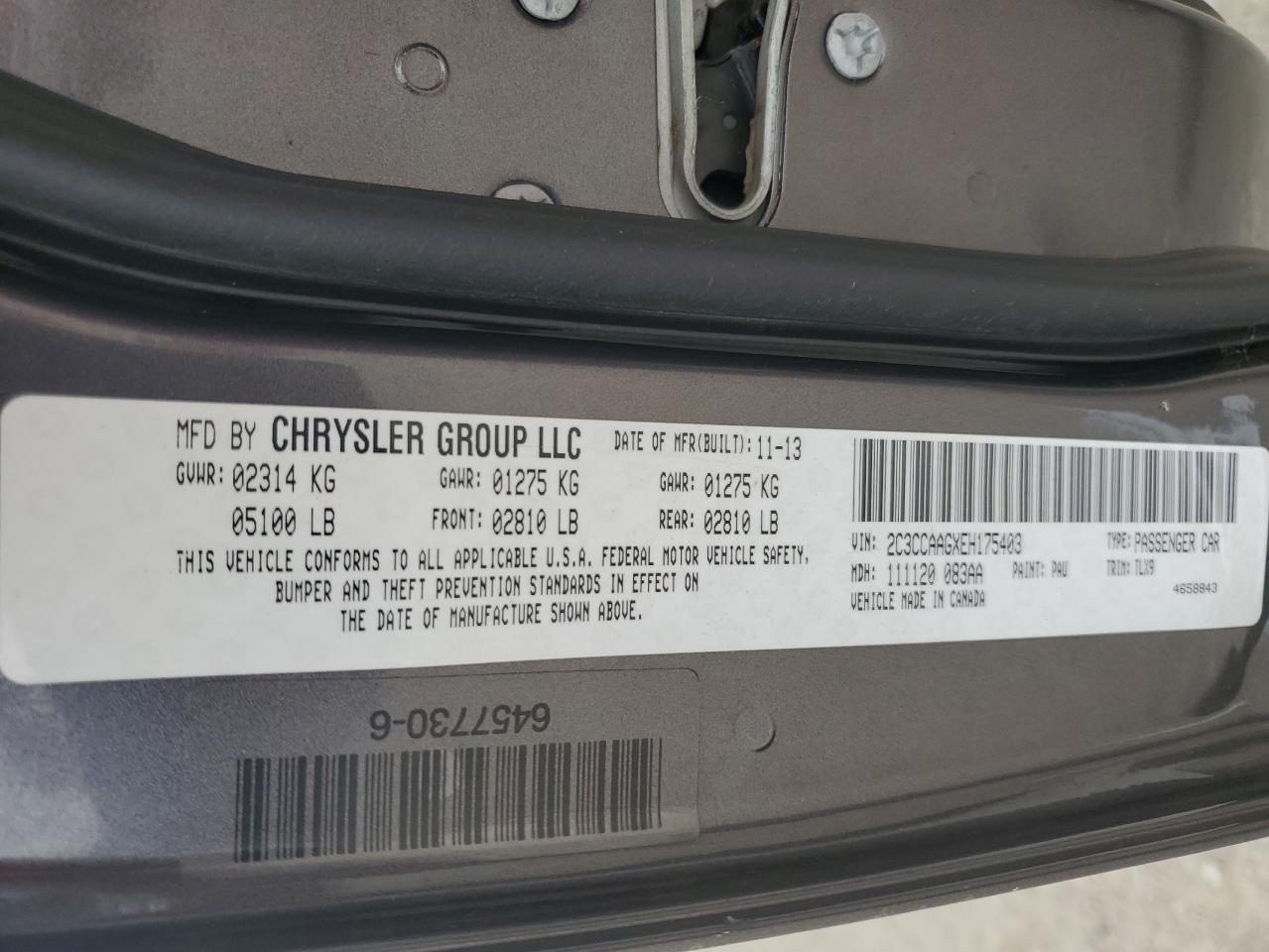 2C3CCAAGXEH175403 2014 Chrysler 300