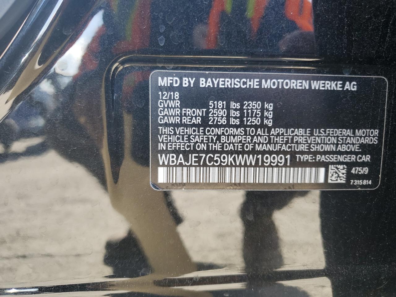 WBAJE7C59KWW19991 2019 BMW 540 Xi