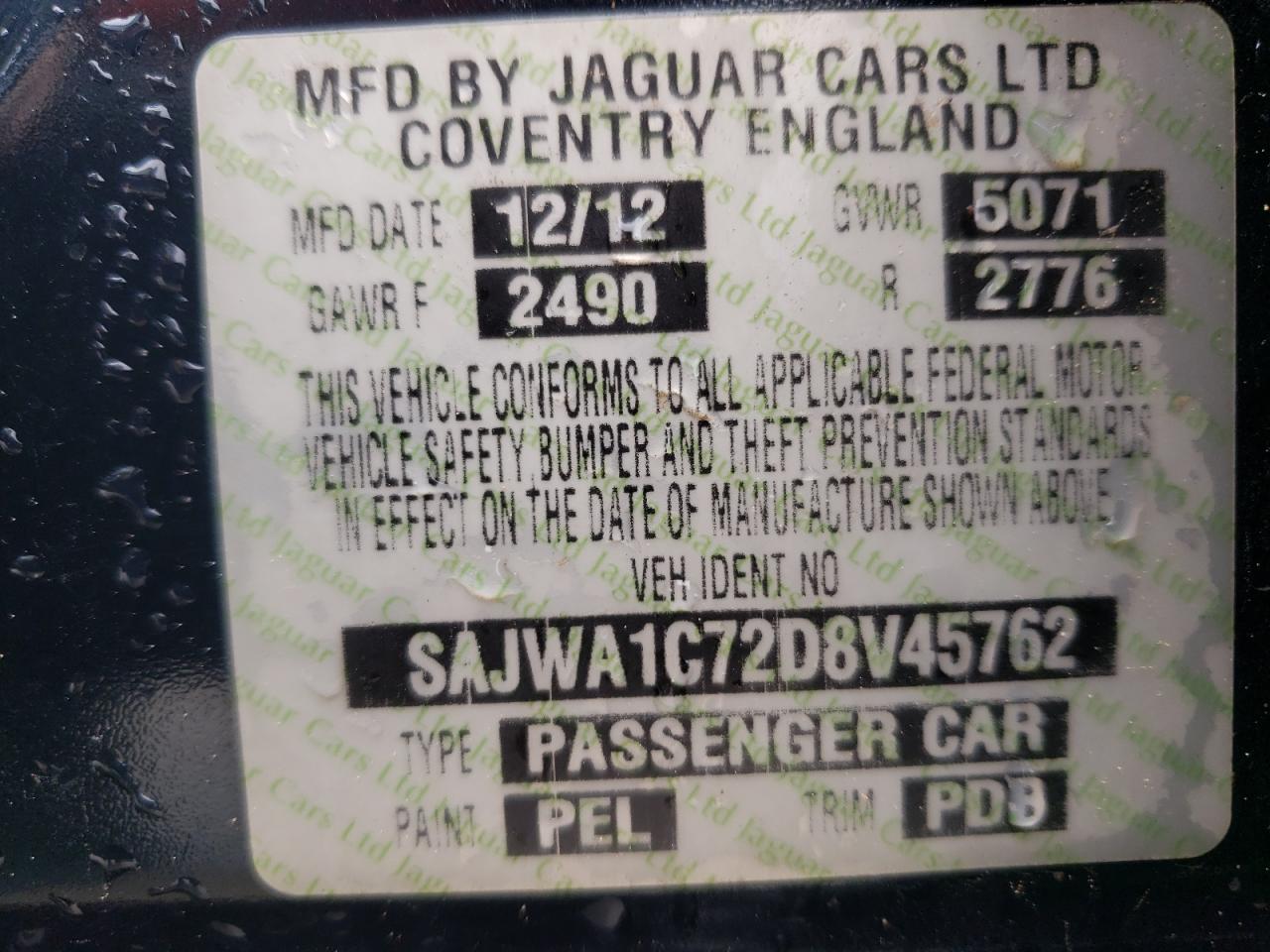 SAJWA1C72D8V45762 2013 Jaguar Xj