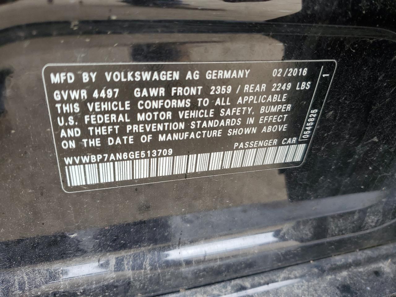 WVWBP7AN6GE513709 2016 Volkswagen Cc Base