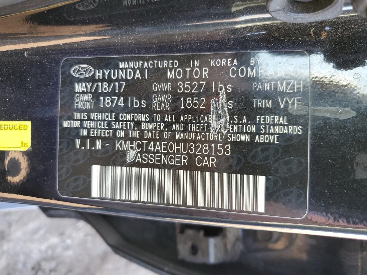 KMHCT4AE0HU328153 2017 Hyundai Accent Se