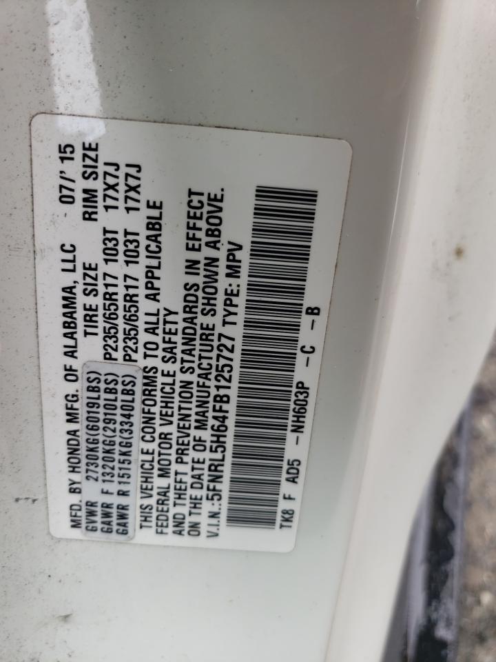 5FNRL5H64FB125727 2015 Honda Odyssey Ex-L