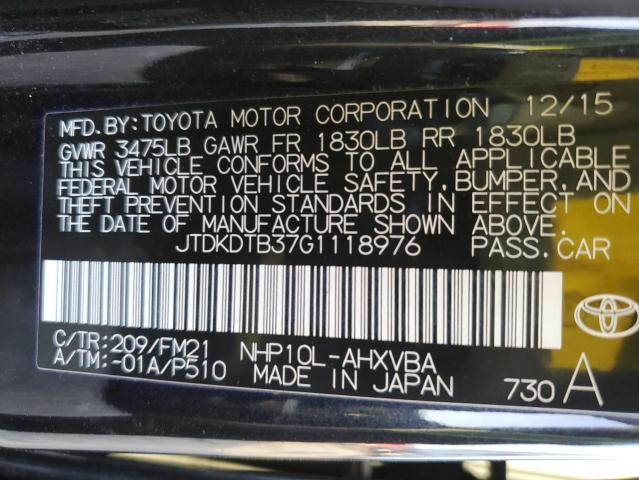 2016 TOYOTA PRIUS C JTDKDTB37G1118976