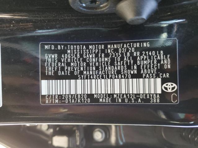 2020 TOYOTA COROLLA XS 5YFT4RCE1LP048470