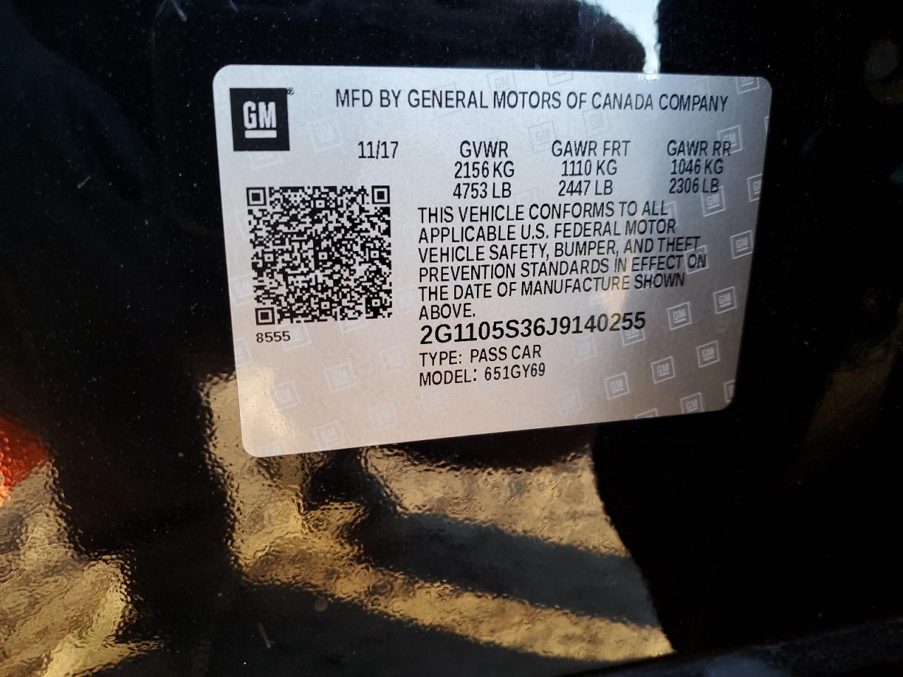 2G1105S36J9140255 2018 Chevrolet Impala Lt