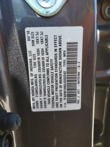 2018 HONDA CR-V EXL 7FARW1H8XJE032242